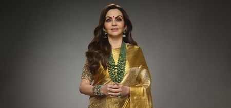 slim fit dress slacks German Blue Nita Ambani Pure Katan Silk Banarasi Handloom Saree main image 0